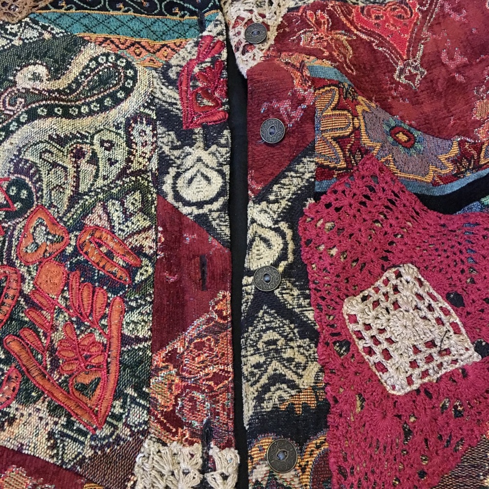 Chico’s Crochet Patchwork Jacket Sz 2 - image 6